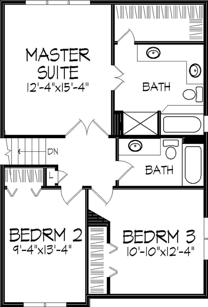 Floor Plan Second Story of Country Plan #146-1164