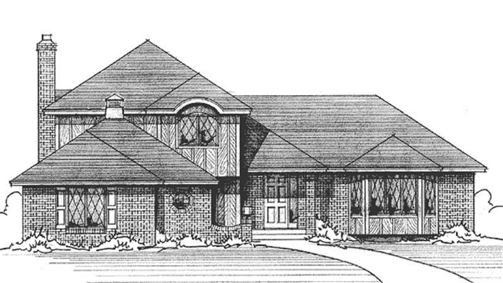 Front view of European home (ThePlanCollection: House Plan #146-1165)