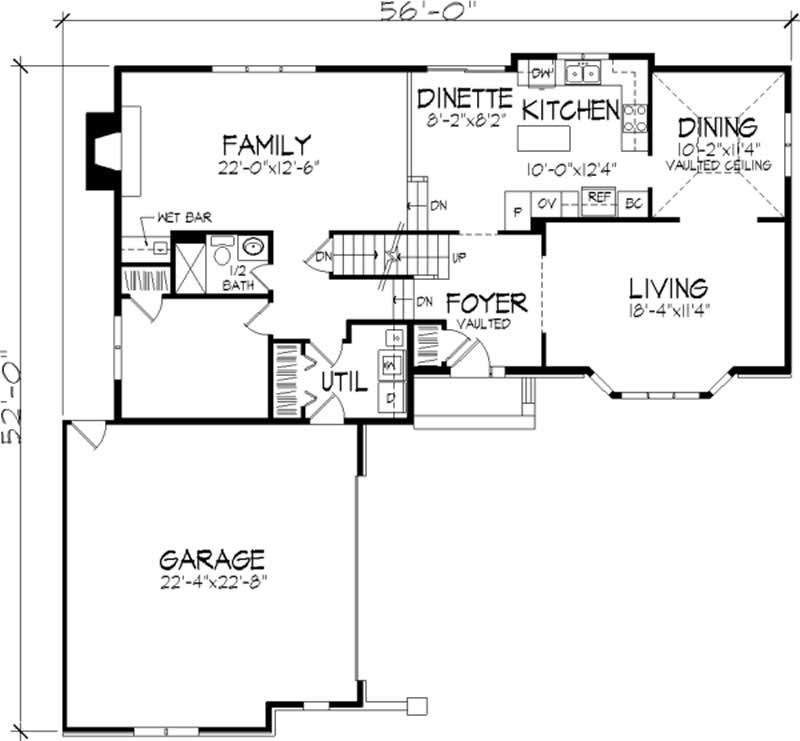 Floor Plan First Story of European Plan #146-1165