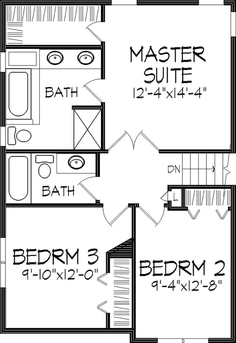 Floor Plan Second Story of European Plan #146-1165