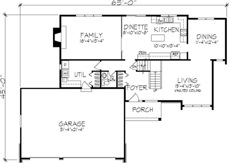 Floor Plan First Story of Craftsman Plan #146-1166