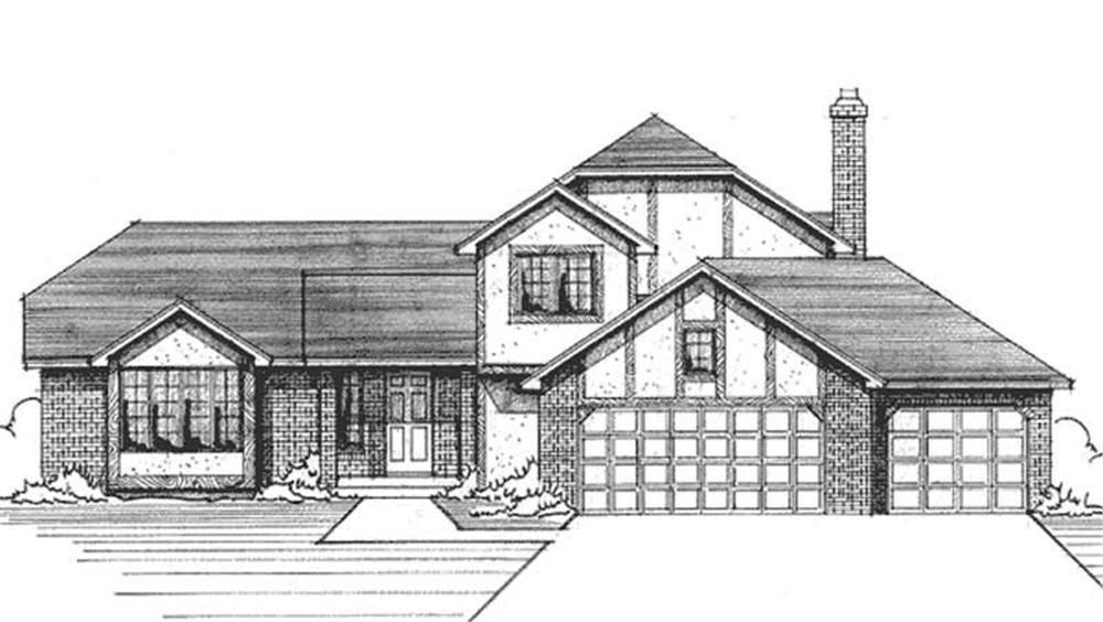 Front view of Tudor home (ThePlanCollection: House Plan #146-1167)