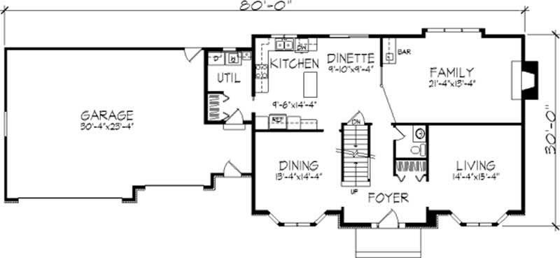 Floor Plan First Story of Colonial Plan #146-1168