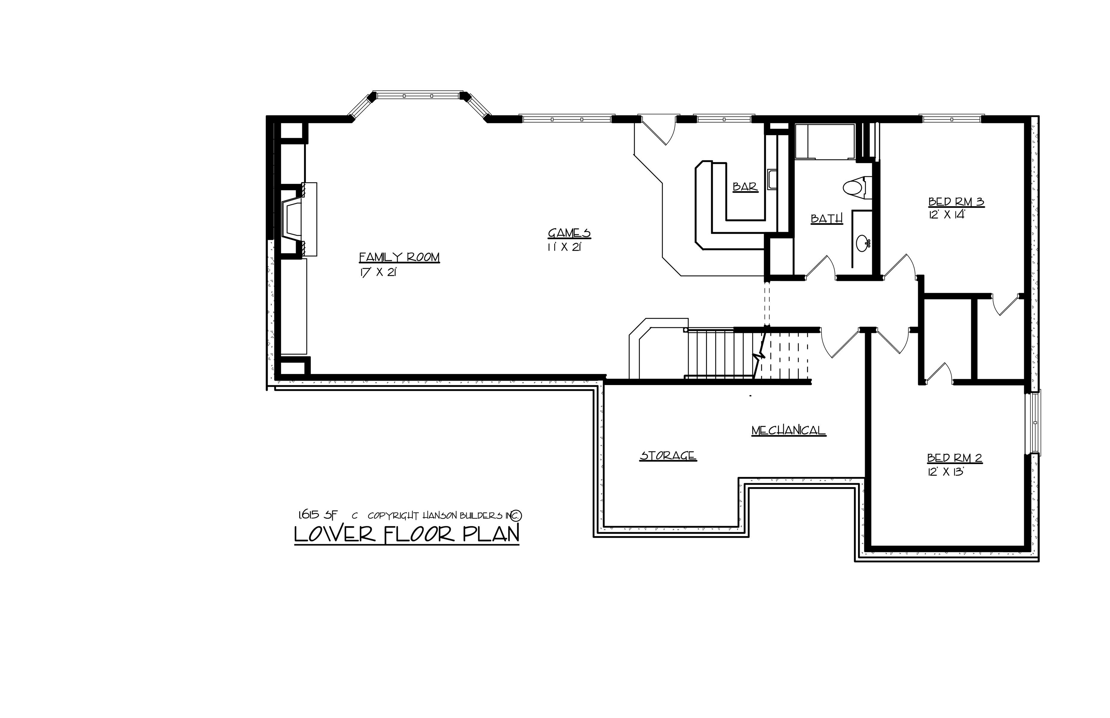 Floor Plan Basement of Country Plan #146-1169
