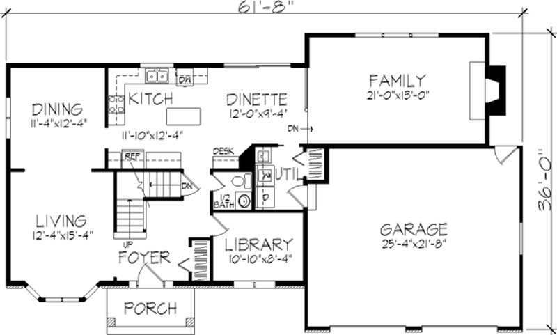 Floor Plan First Story of Colonial Plan #146-1179