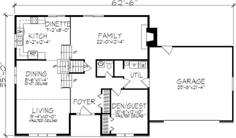 Floor Plan First Story of Craftsman Plan #146-1180