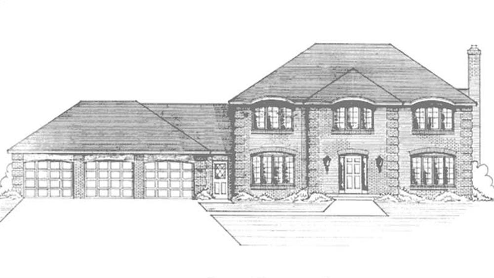 Front view of European home (ThePlanCollection: House Plan #146-1181)