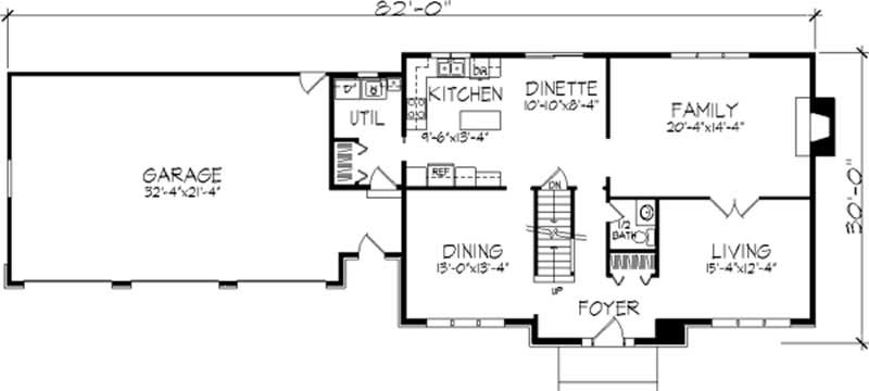Floor Plan First Story of Colonial Plan #146-1181