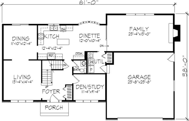 Floor Plan First Story of Tudor Plan #146-1182
