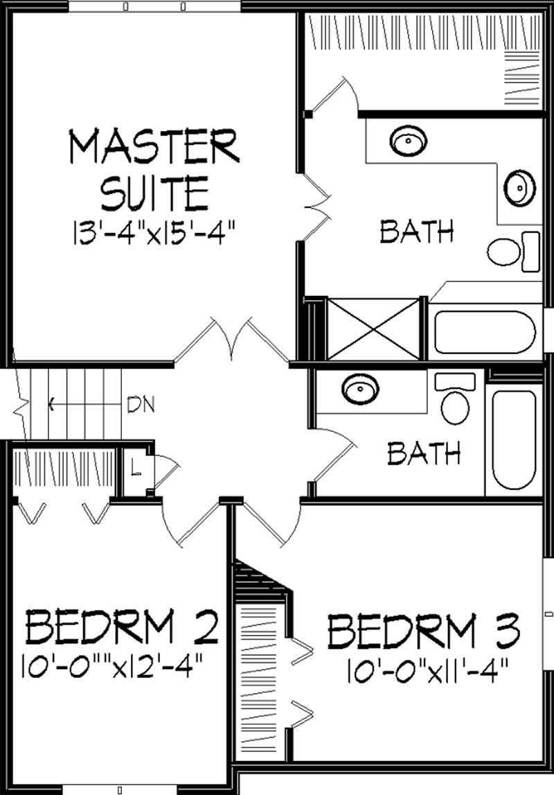 Floor Plan Second Story of European Plan #146-1183