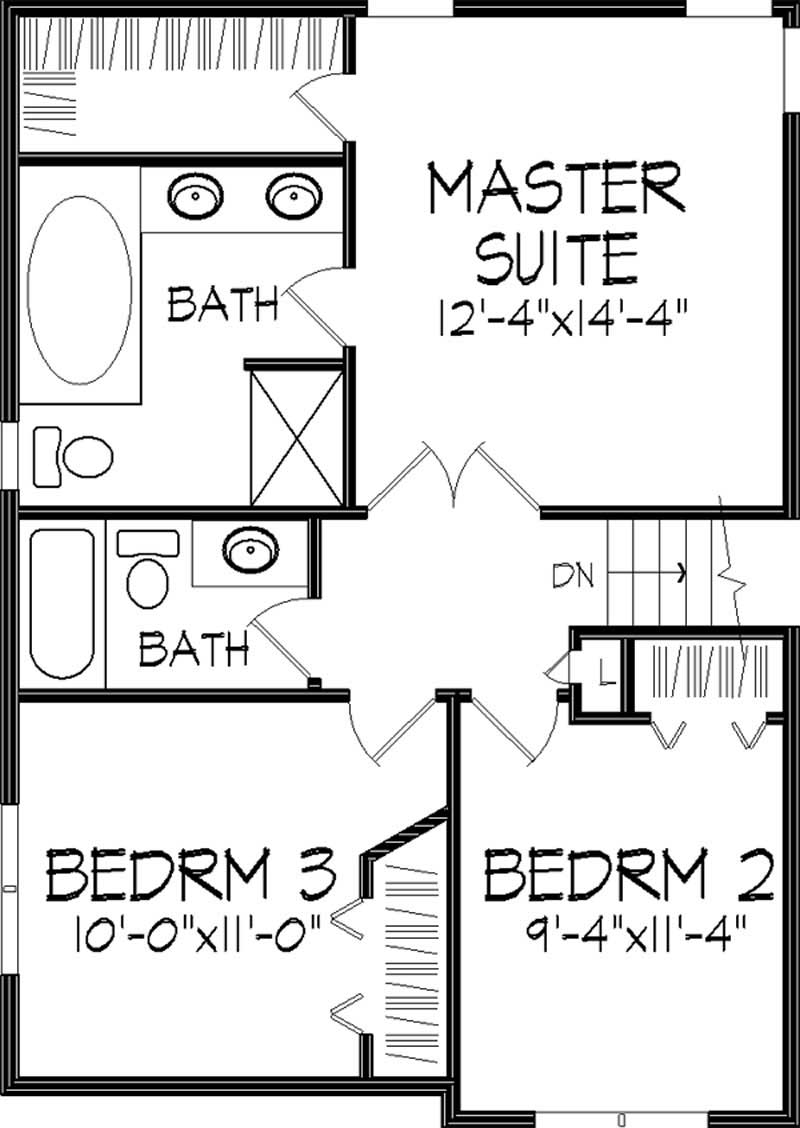 Floor Plan Second Story of Country Plan #146-1184