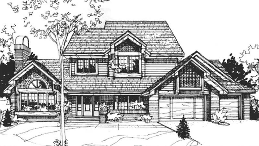 Front view of Country home (ThePlanCollection: House Plan #146-1185)