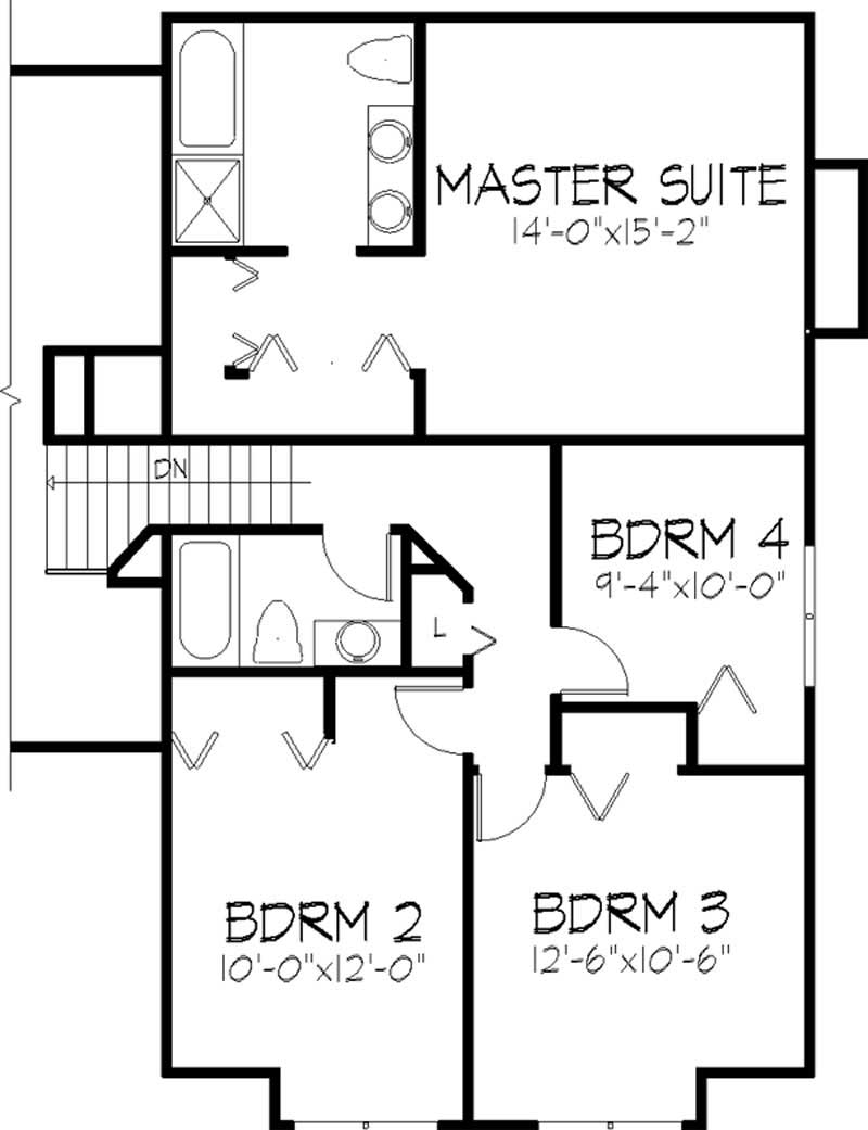 Floor Plan Second Story of Country Plan #146-1189