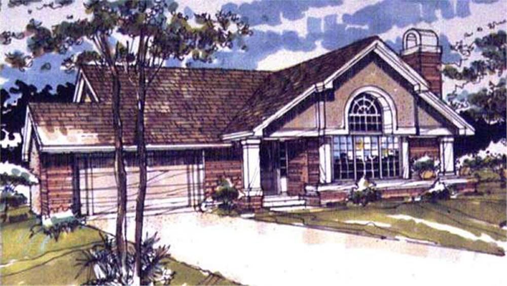 Front view of Country home (ThePlanCollection: House Plan #146-1190)