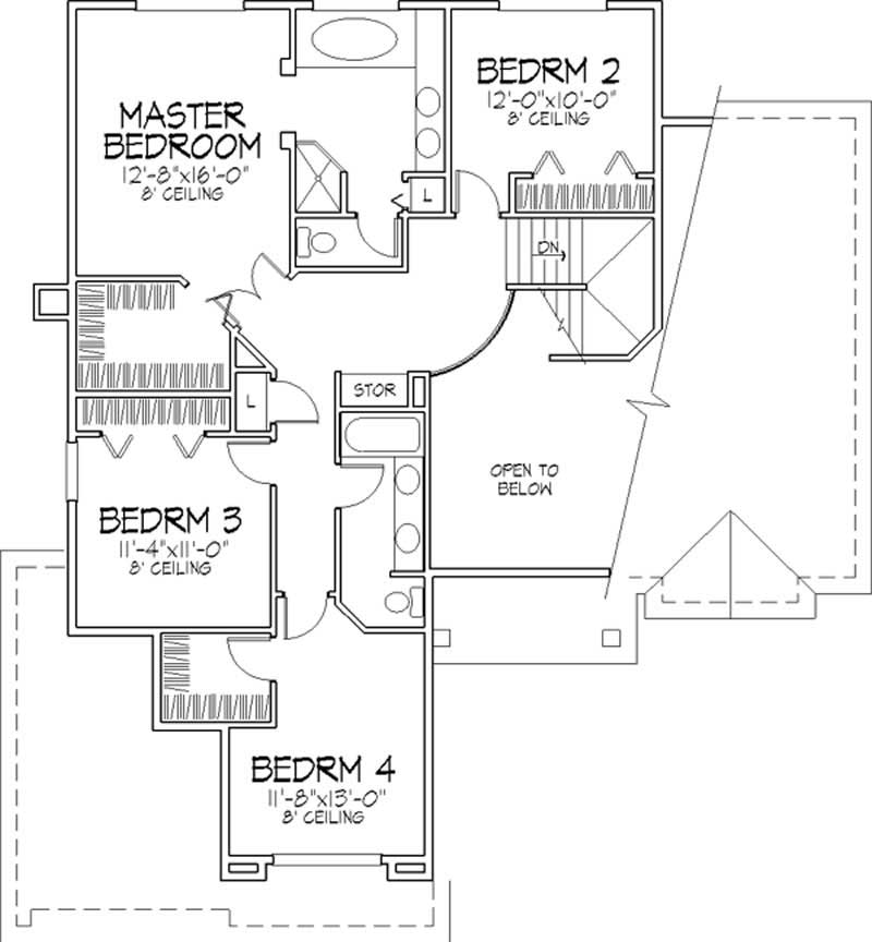 Floor Plan Second Story of Cape Cod Plan #146-1191