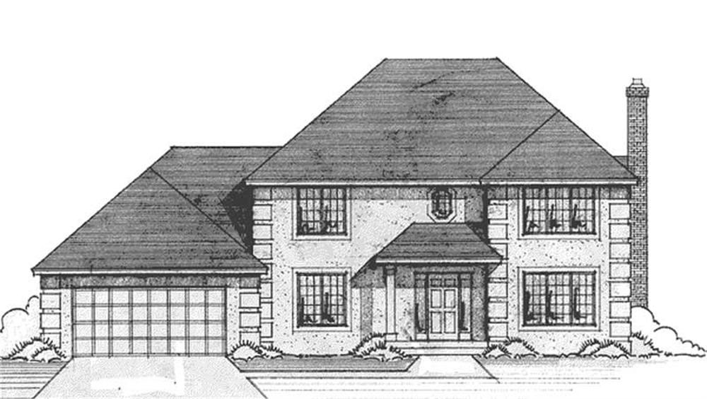 Front view of French home (ThePlanCollection: House Plan #146-1192)