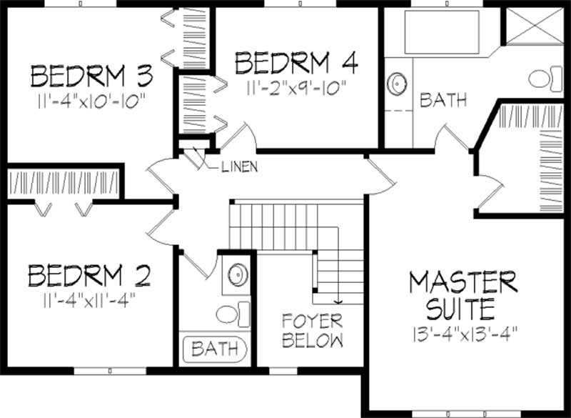 Floor Plan Second Story of French Plan #146-1192