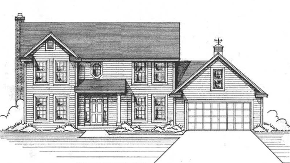 Front view of Colonial home (ThePlanCollection: House Plan #146-1195)