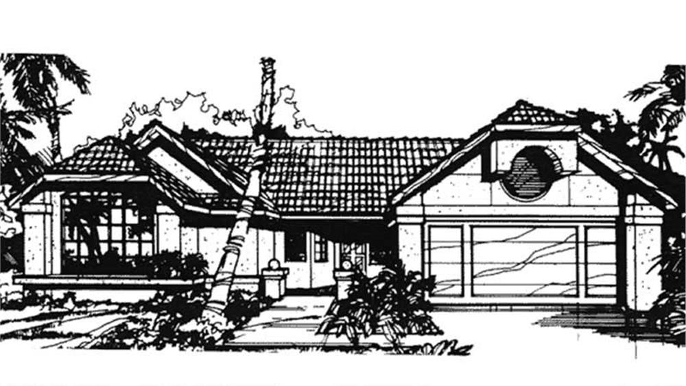 Front view of Florida Style home (ThePlanCollection: House Plan #146-1197)