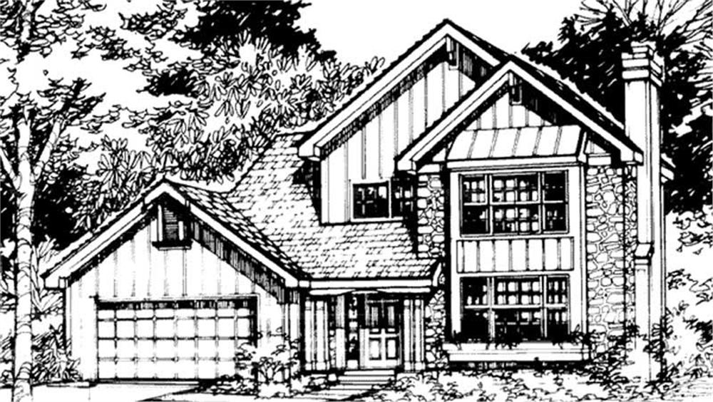 Front view of Country home (ThePlanCollection: House Plan #146-1199)