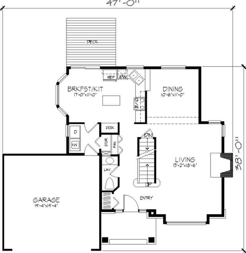 Floor Plan First Story of Country Plan #146-1199