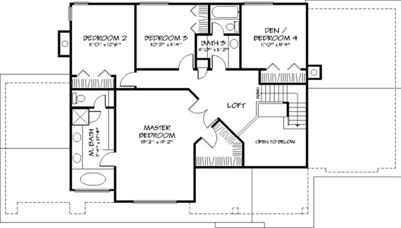 Floor Plan Second Story of Country Plan #146-1204