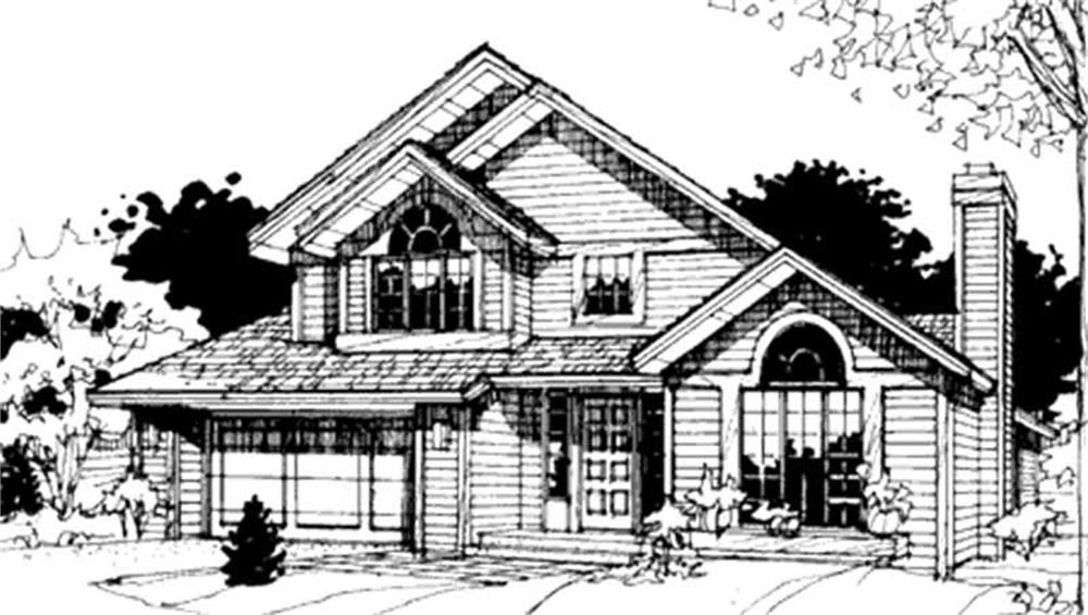 Front view of Country home (ThePlanCollection: House Plan #146-1205)