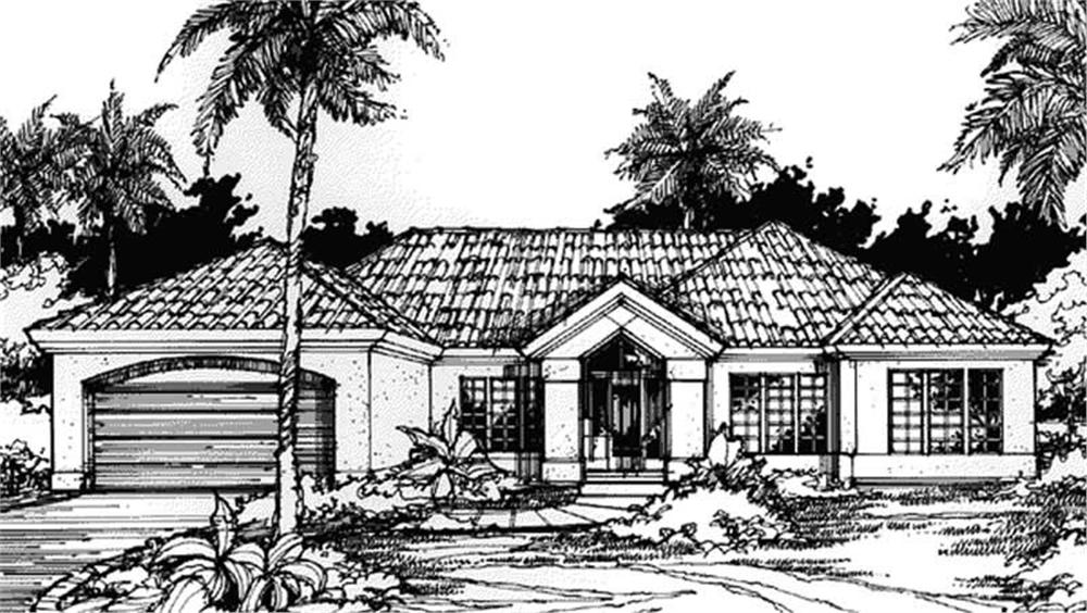 Front view of Florida Style home (ThePlanCollection: House Plan #146-1206)