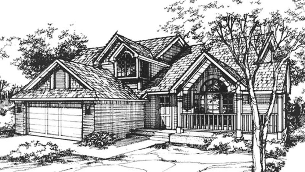 Front view of Country home (ThePlanCollection: House Plan #146-1215)