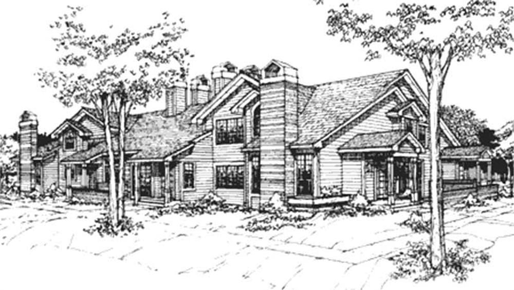 Front view of Duplex/Multi-Unit home (ThePlanCollection: House Plan #146-1216)