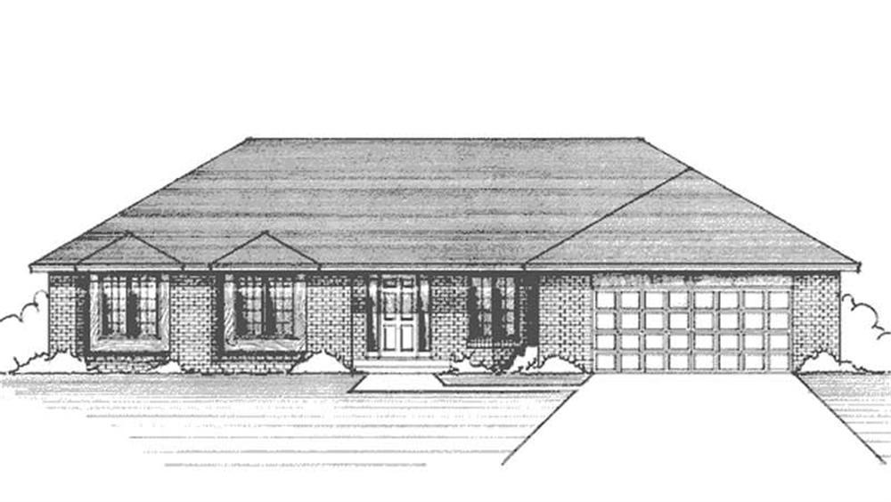 Front view of Ranch home (ThePlanCollection: House Plan #146-1217)