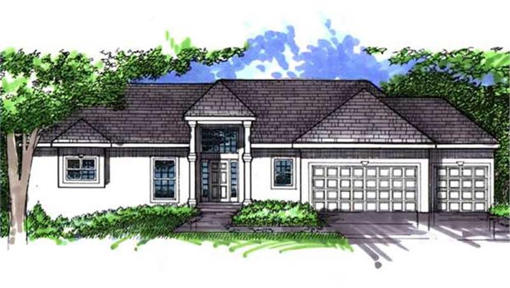 Front view of European home (ThePlanCollection: House Plan #146-1218)