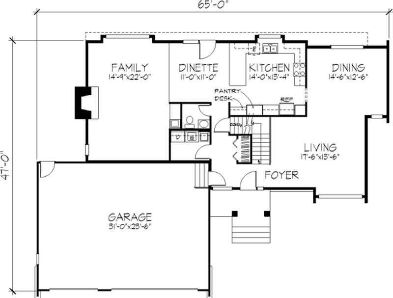 Floor Plan First Story of Colonial Plan #146-1220