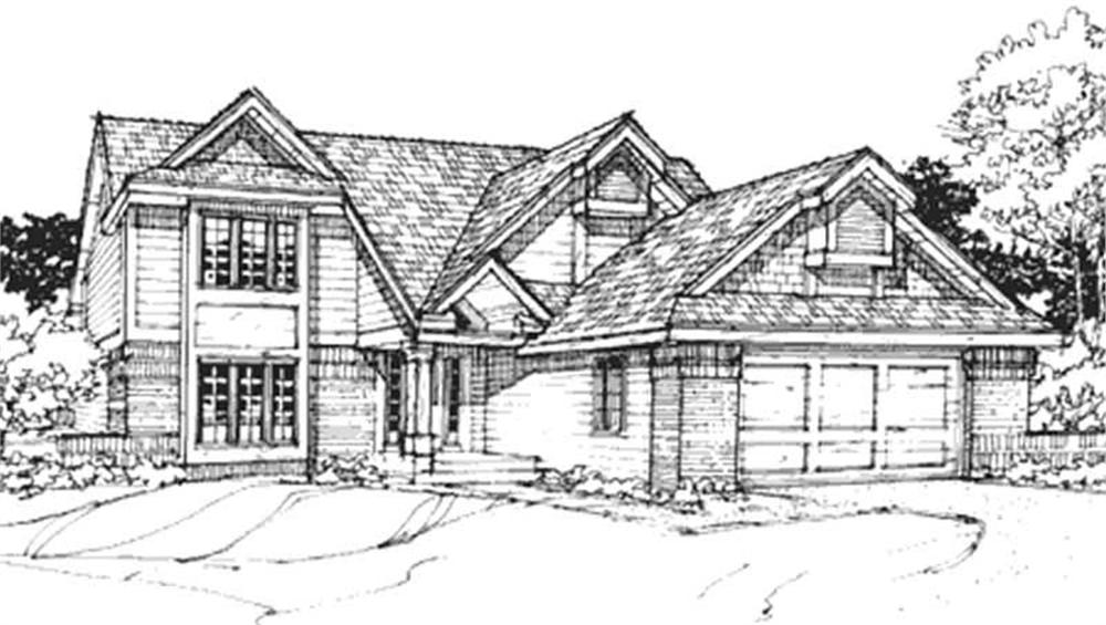 Front view of Country home (ThePlanCollection: House Plan #146-1221)
