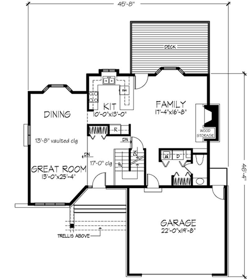 Floor Plan First Story of European Plan #146-1225