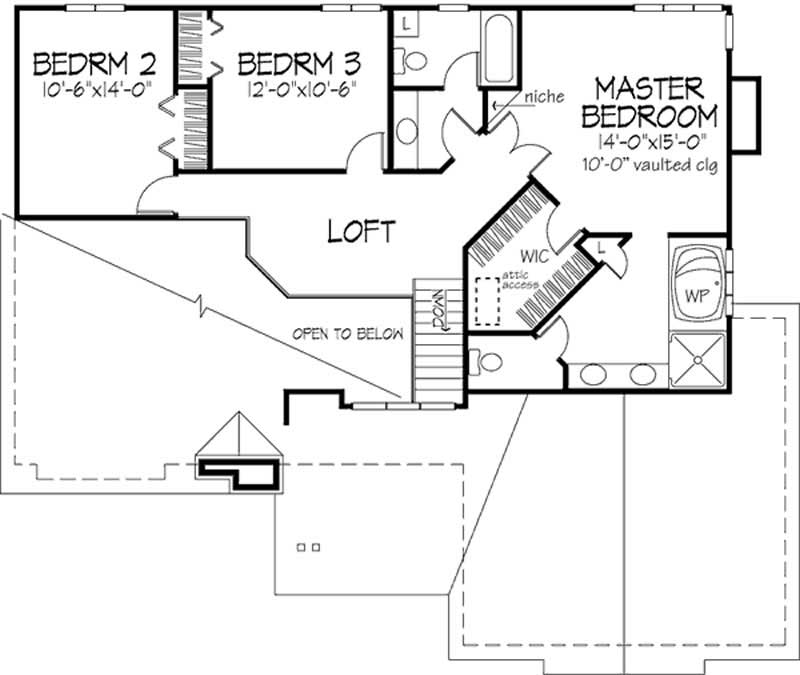 Floor Plan Second Story of Country Plan #146-1226