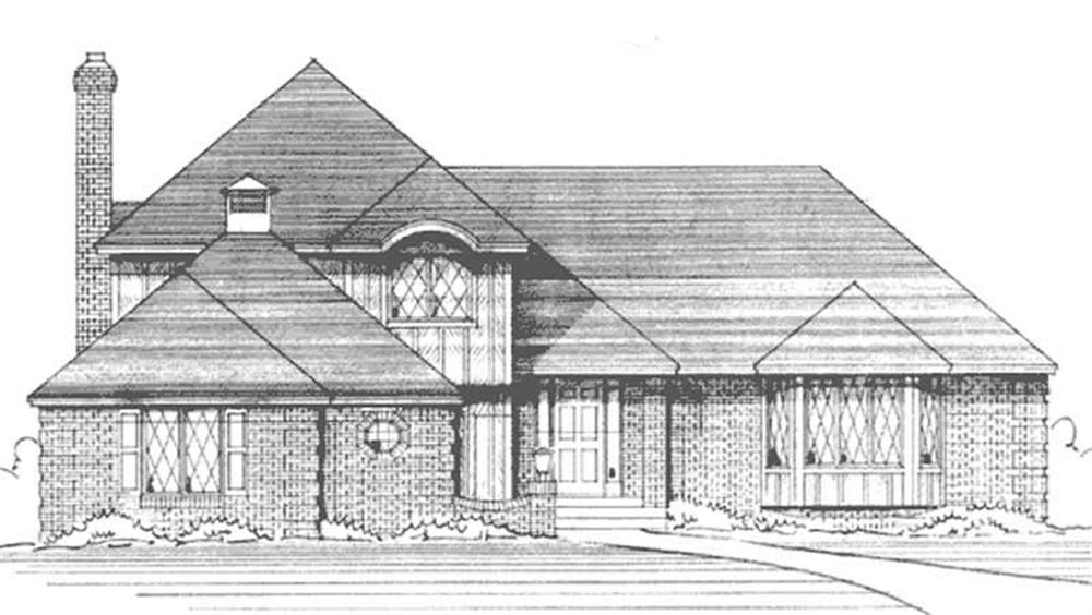 Front view of European home (ThePlanCollection: House Plan #146-1245)