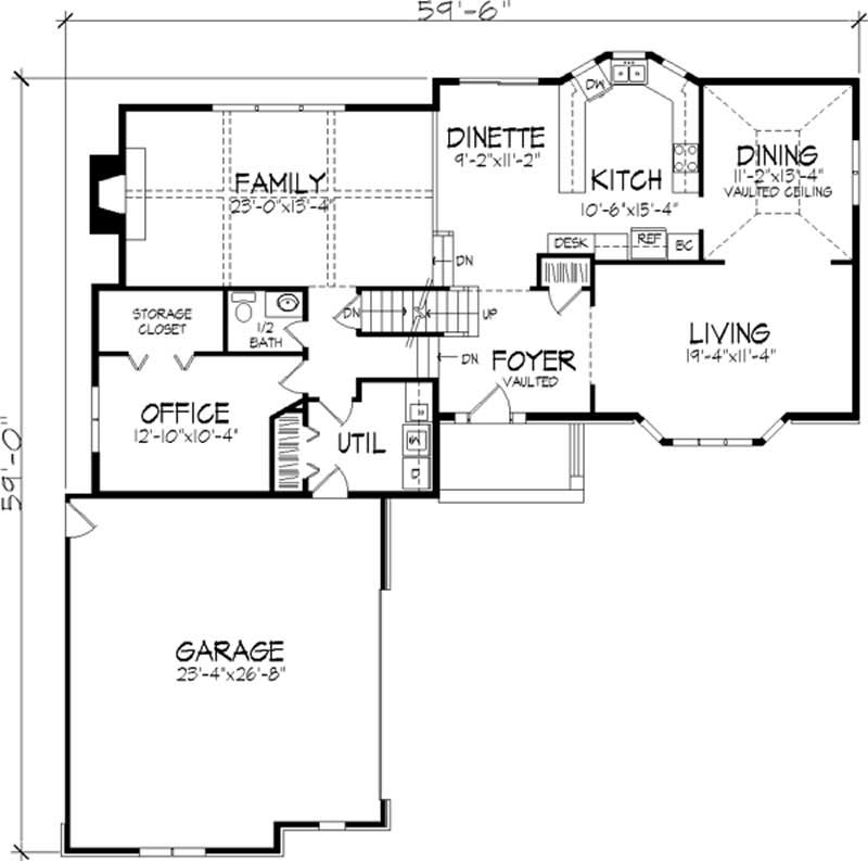 Floor Plan First Story of European Plan #146-1245