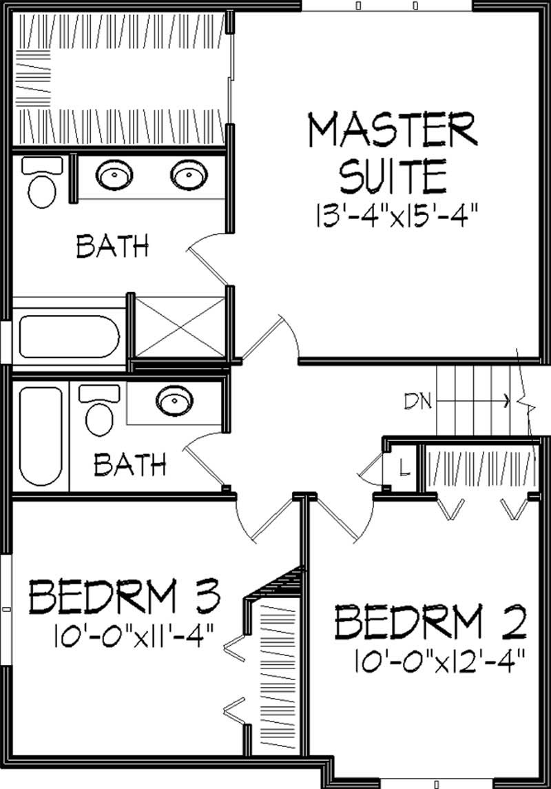 Floor Plan Second Story of European Plan #146-1245