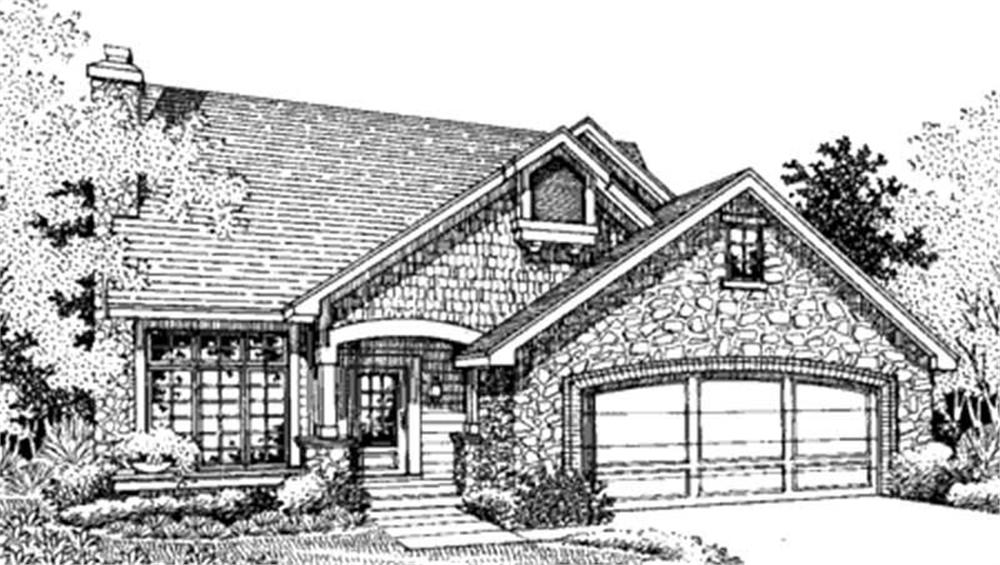 Front view of 1 1/2 Story home (ThePlanCollection: House Plan #146-1247)