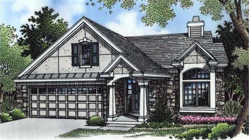 Front view of 1 1/2 Story home (ThePlanCollection: House Plan #146-1252)