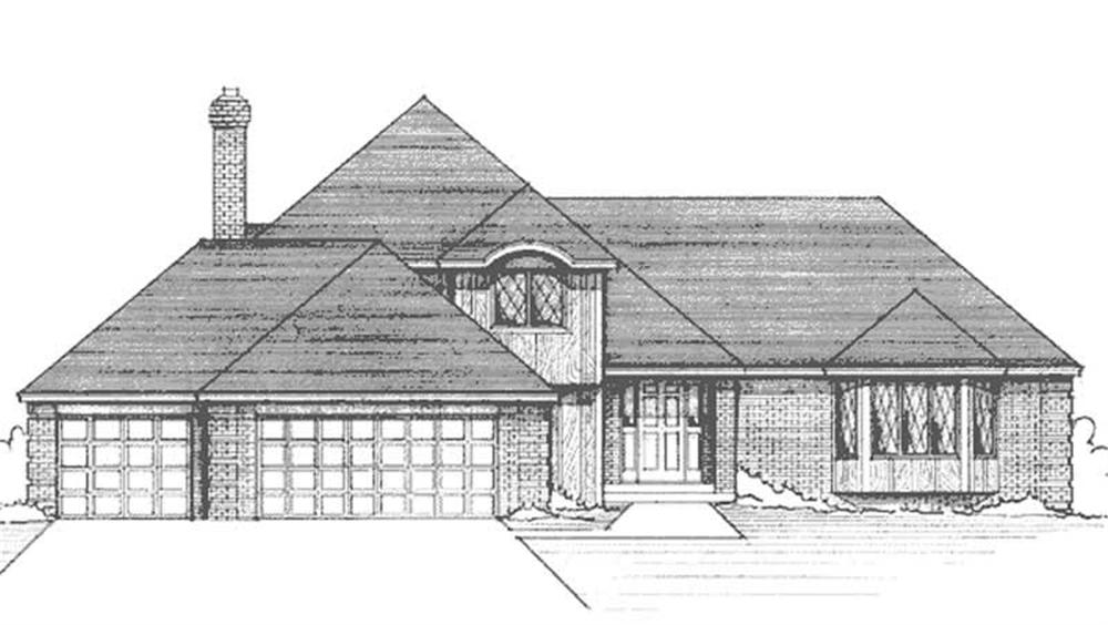 Front view of European home (ThePlanCollection: House Plan #146-1255)