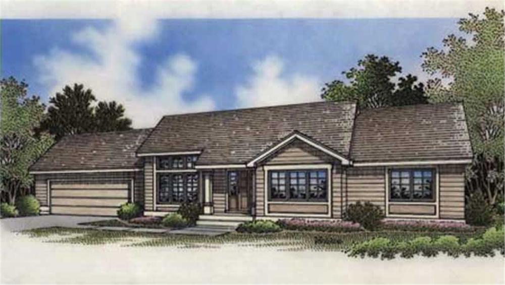 Front view of Country home (ThePlanCollection: House Plan #146-1256)