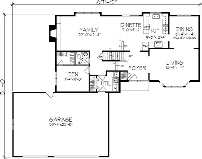 Floor Plan First Story of Craftsman Plan #146-1257