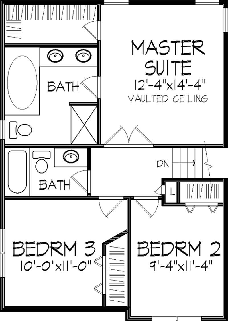 Floor Plan Second Story of Craftsman Plan #146-1257
