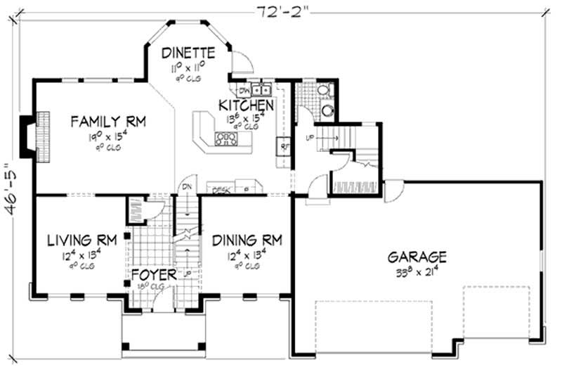 Floor Plan First Story of Colonial Plan #146-1265