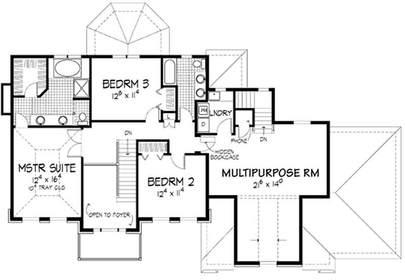 Floor Plan Second Story of Colonial Plan #146-1265