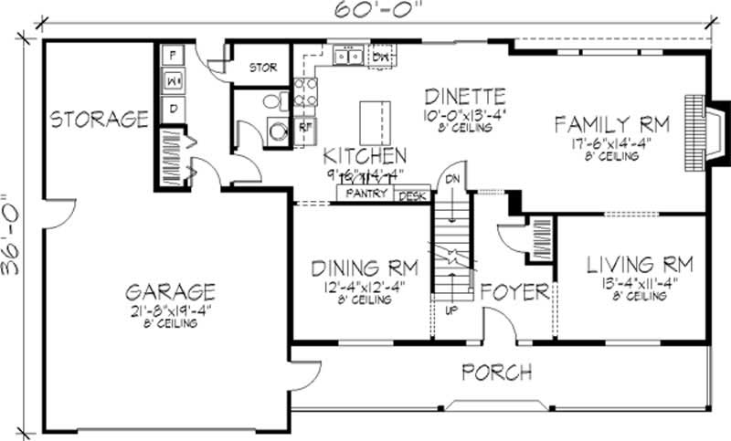 Floor Plan First Story of Colonial Plan #146-1266