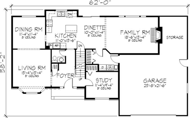 Floor Plan First Story of Colonial Plan #146-1267
