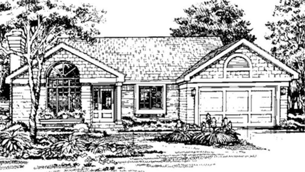 Front view of Country home (ThePlanCollection: House Plan #146-1277)